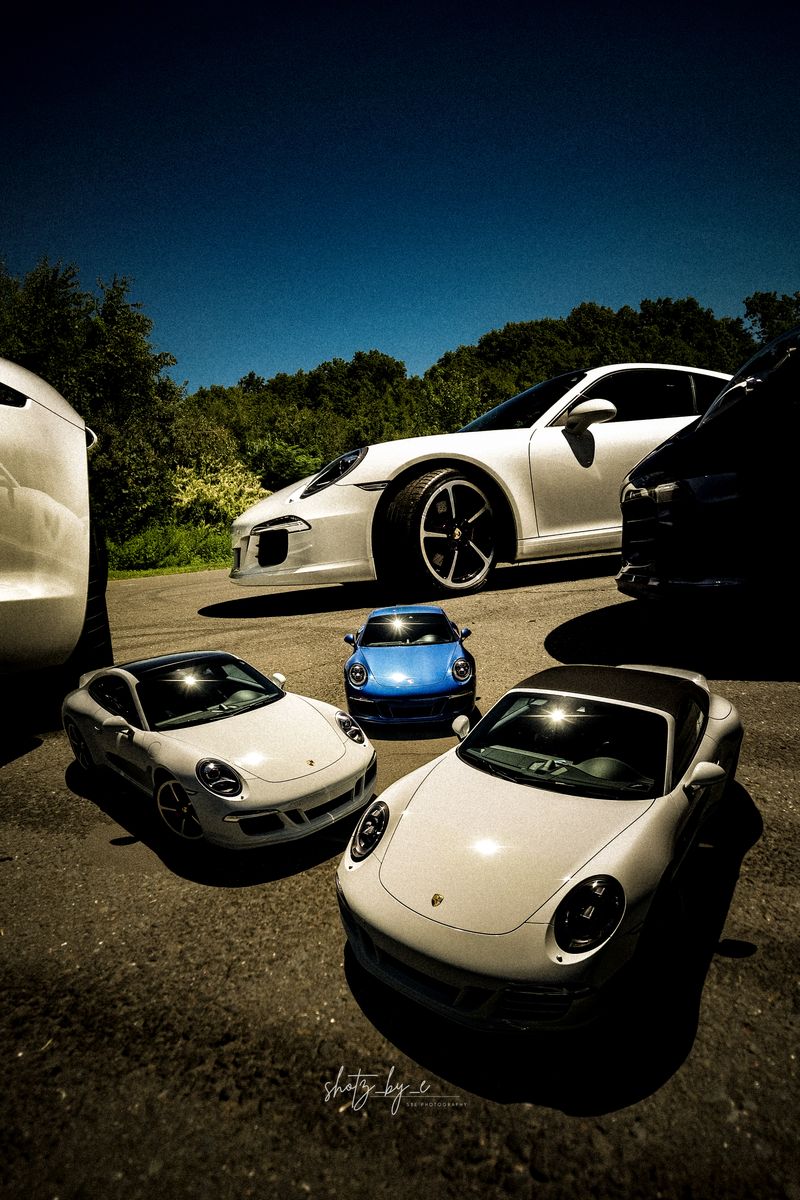 Group of Porsche 911s at a meet